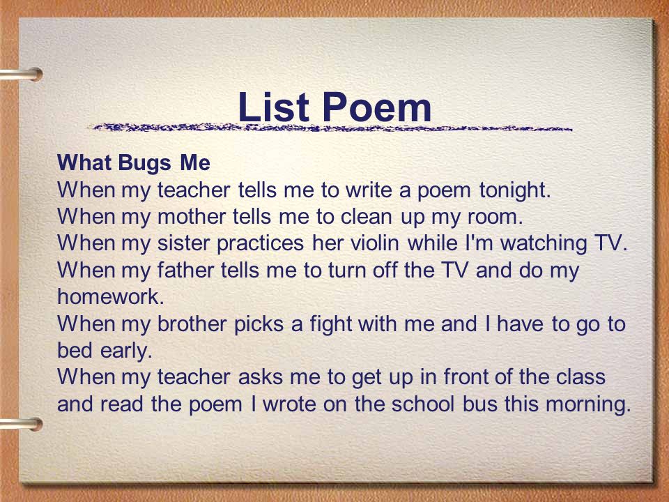 I need to write a poem for homework!?